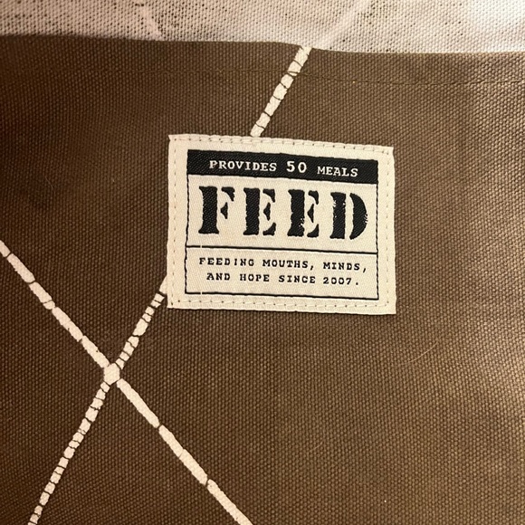 FEED Olive Green Tote Bag with Patterned Design - Picture 5 of 5